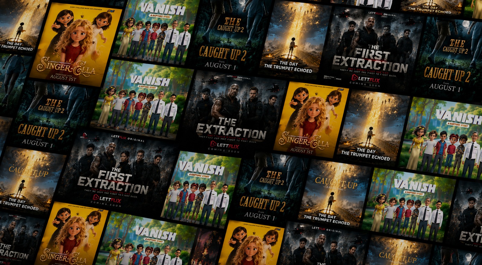 A mosaic of Lettflix film and series posters